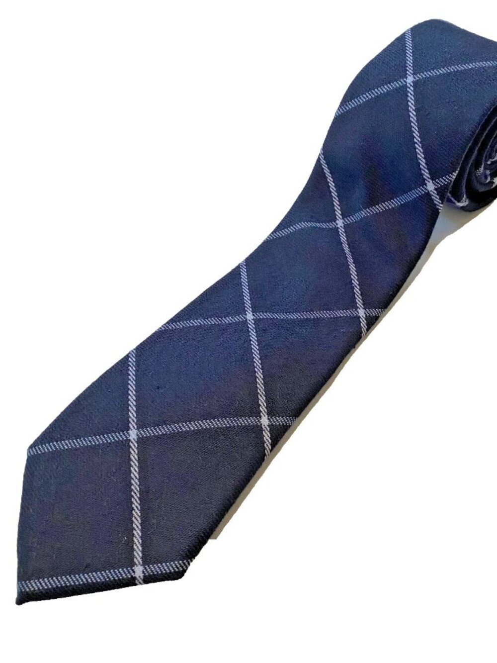 Cotton Brew Navy Windowpane Narrow Tie